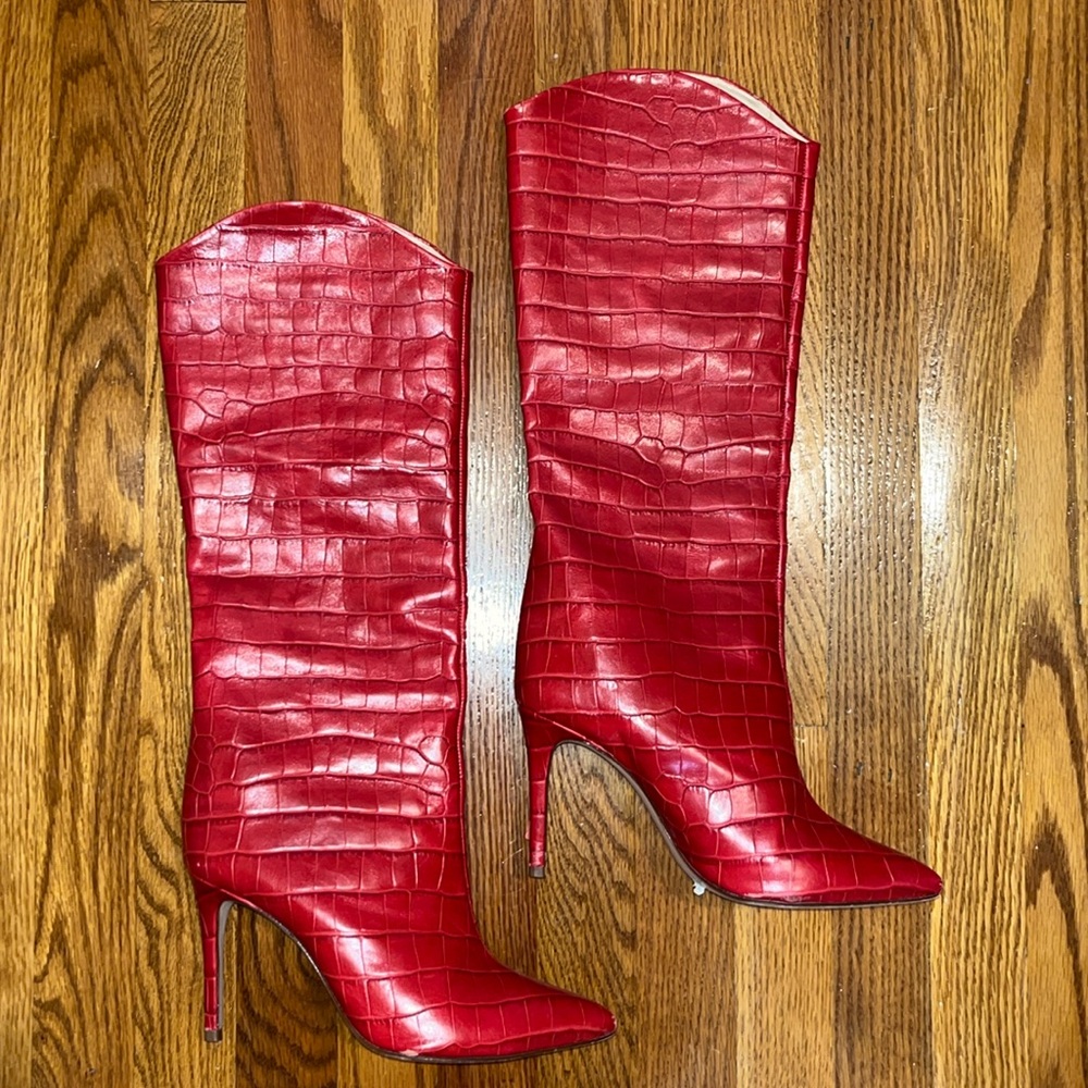 Schutz Red Knee Boots